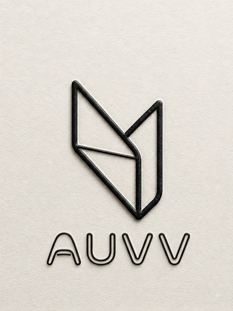 Símbolo e wordmark AUVV sobre superfície clara