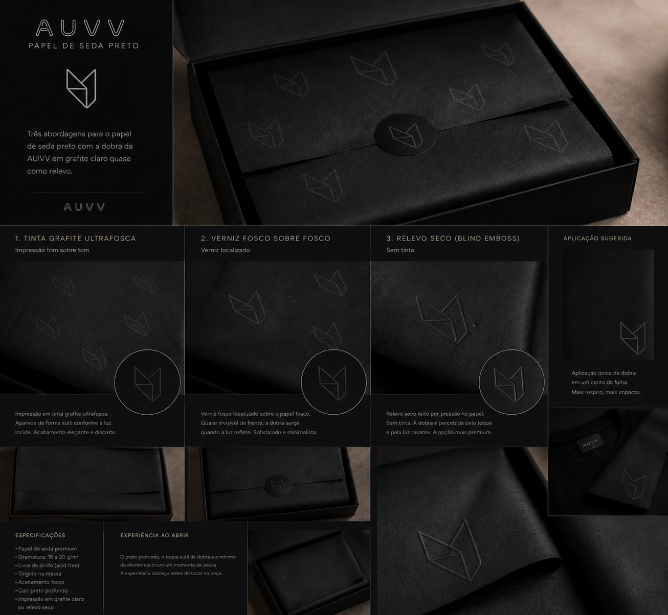 Papel de seda preto com aplicações AUVV